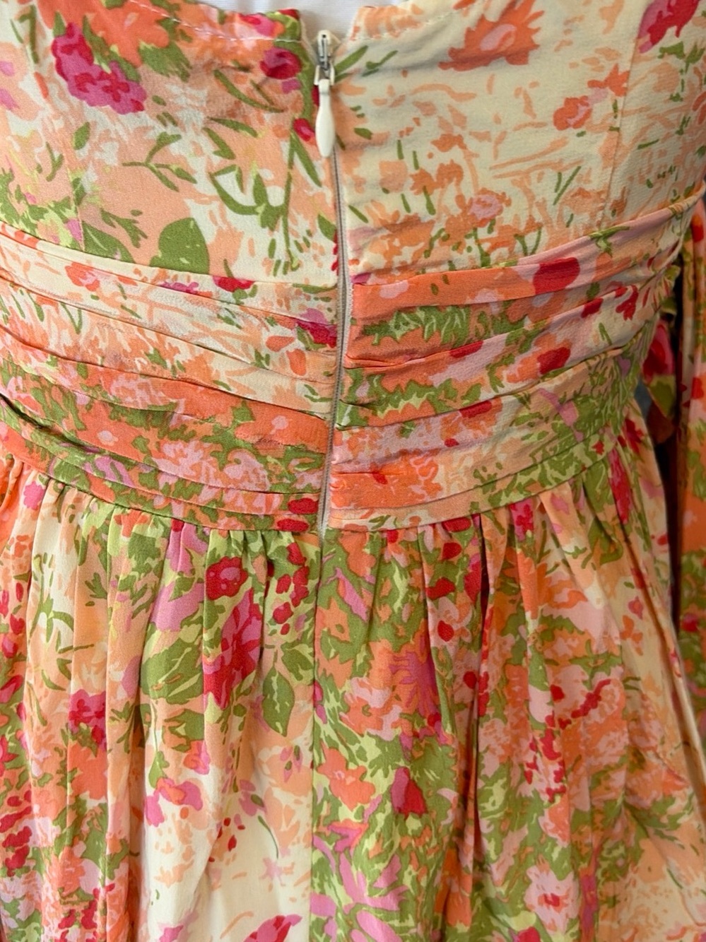 Plenty by Tracy Reese Peach, Pink & Green Floral Wrap Midi Dress - Picture 8 of 14